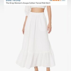 THE DROP Chic White Eyelet Maxi Skirt